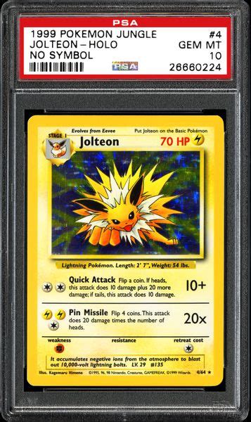 jolteon holo lv 43 psa|pokemon jungle holo Jolteon.